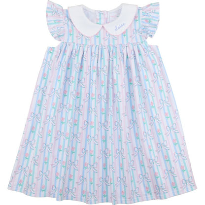 Pastel Flower And Bow Knit Dress