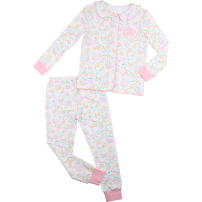 pastel knit pumpkin patch pajamas