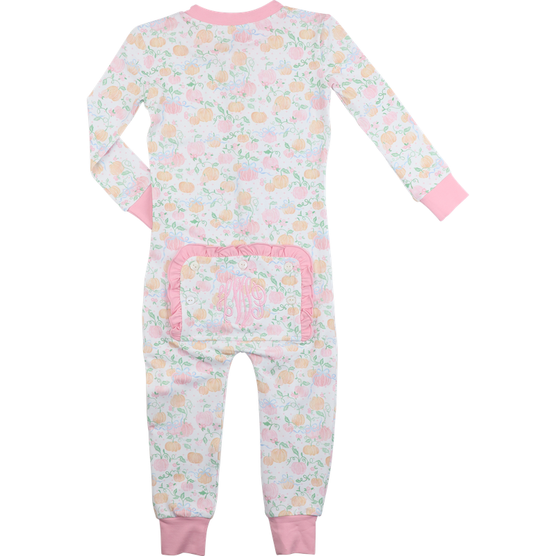 pastel knit pumpkin patch zipper pajamas