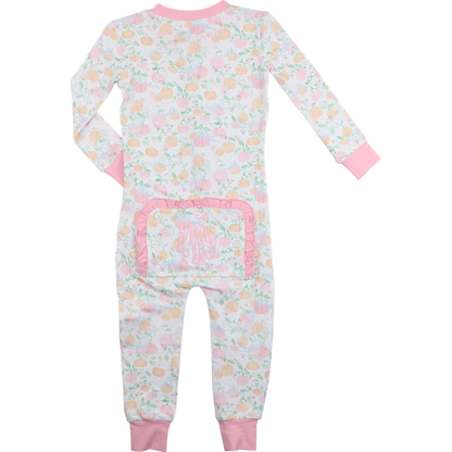 pastel knit pumpkin patch zipper pajamas