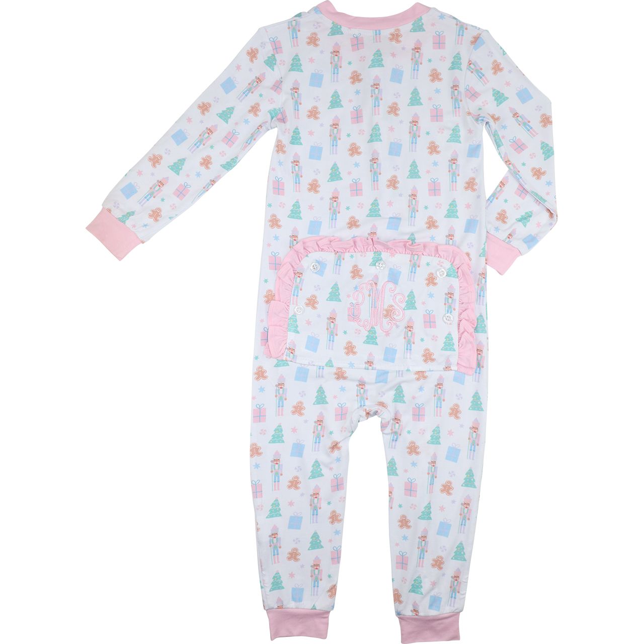Pastel Nutcracker Print Knit Zipper Pajamas