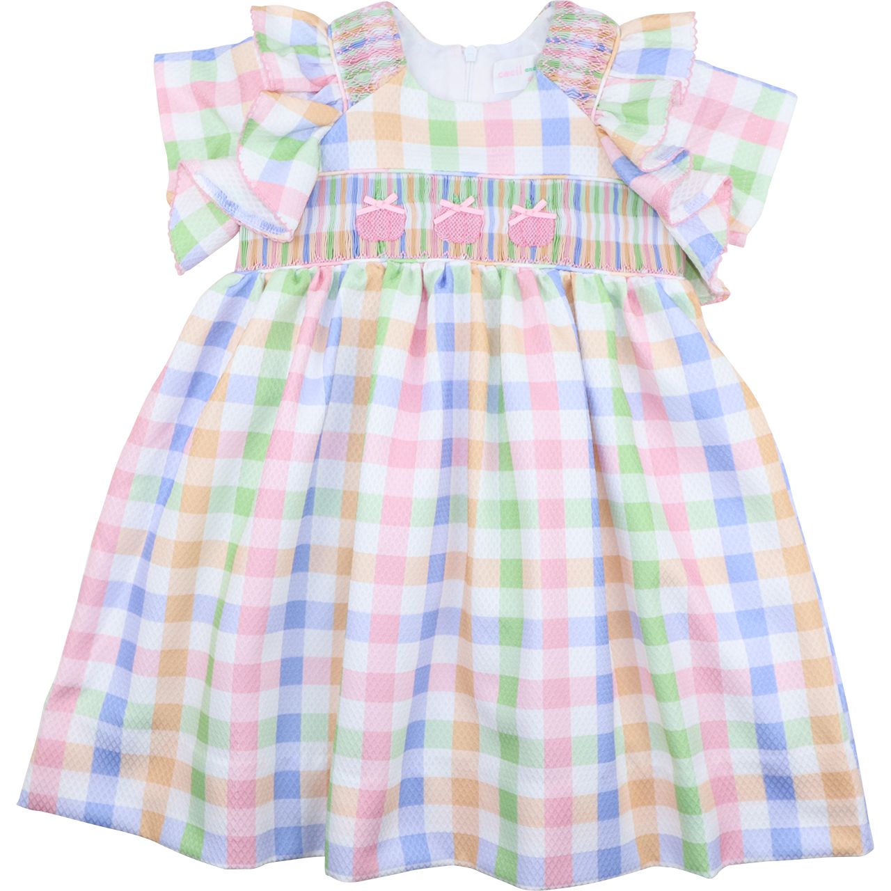 Pastel Plaid Smocked Pumpkin Dress