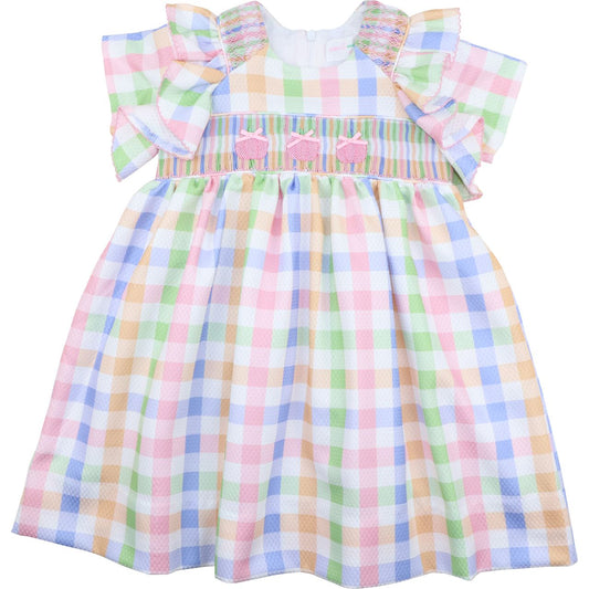 Pastel Plaid Smocked Pumpkin Dress