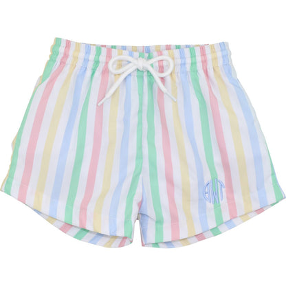 Pastel Striped Swim Trunks