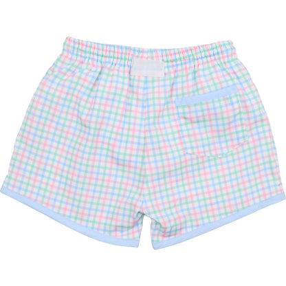 Pastel Windowpane Swim Trunks
