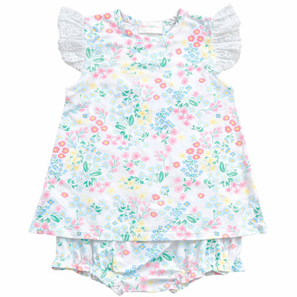 Knit Floral Eyelet Diaper Set