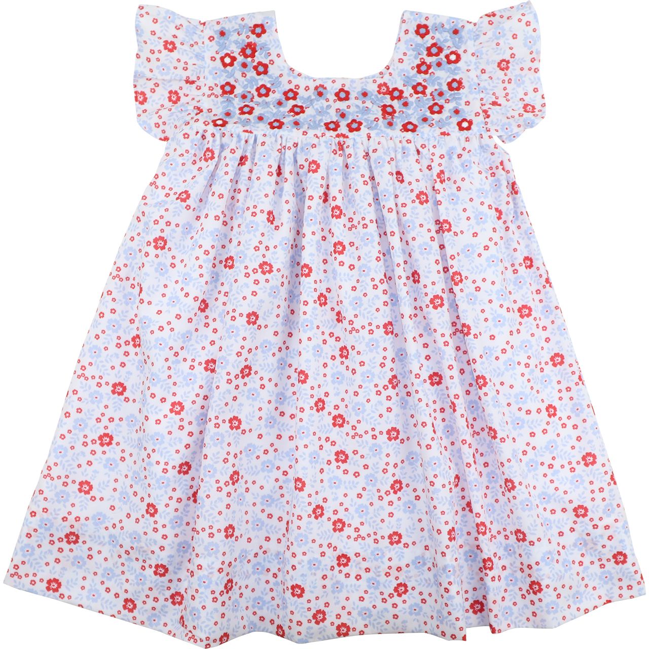 Patriotic Floral Embroidered Dress