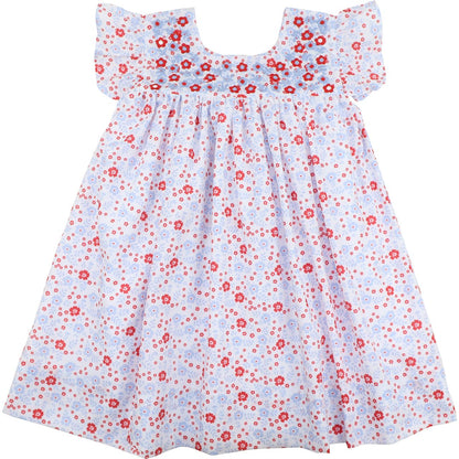 Patriotic Floral Embroidered Dress