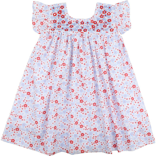 Patriotic Floral Embroidered Dress