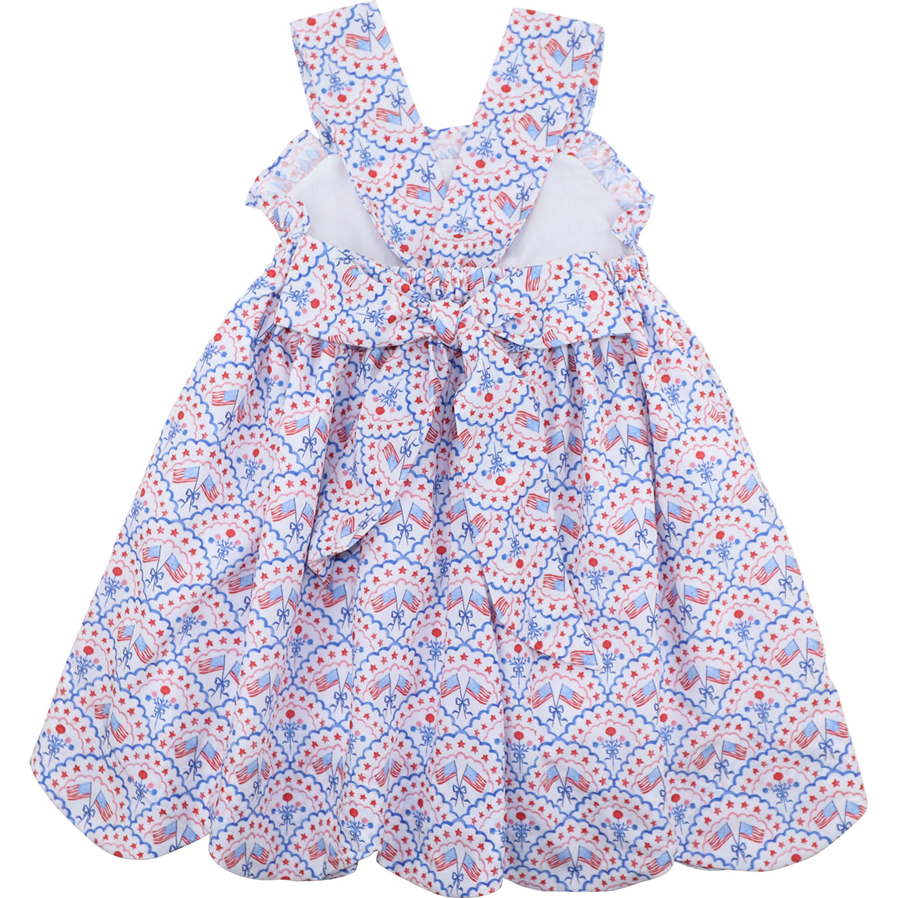 Floral dress with a pattern of cars and flowers on a white background