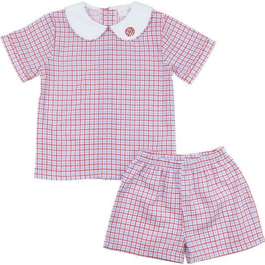 Patriotic Seersucker Peter Pan Short Set