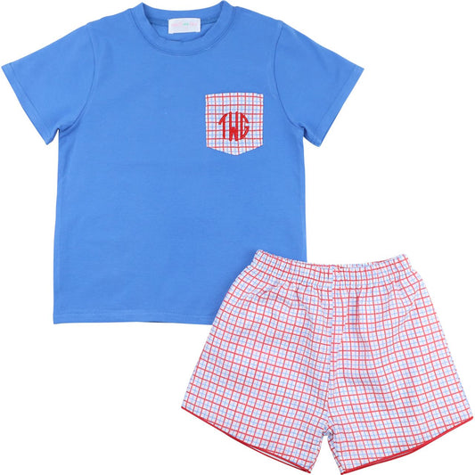 Patriotic Seersucker Pocket Short Set