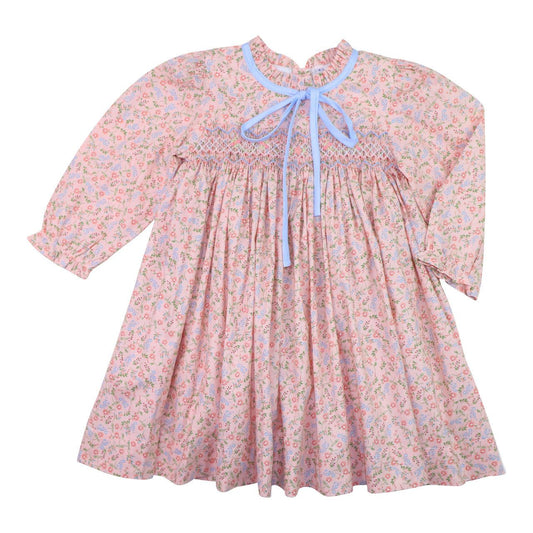 Peach Floral Smocked Dress