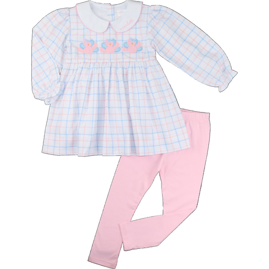 Pink And Blue Applique Turkeys Legging Set