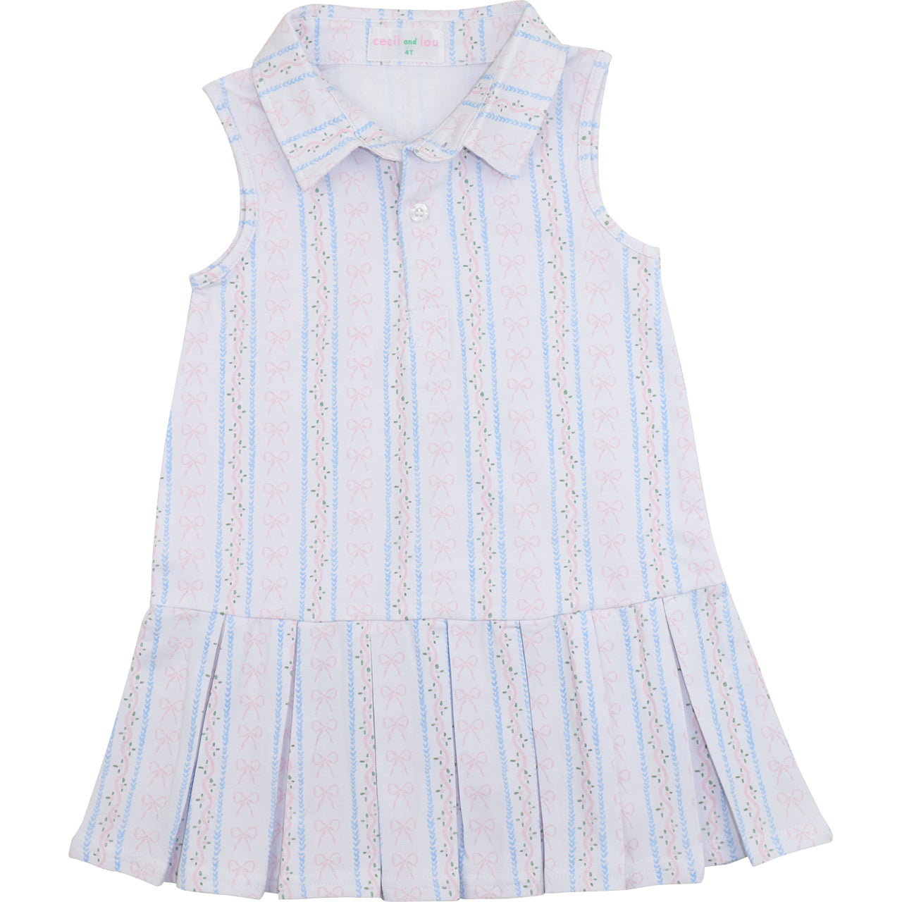 Pink And Blue Bow Striped Knit Tennis Dress3