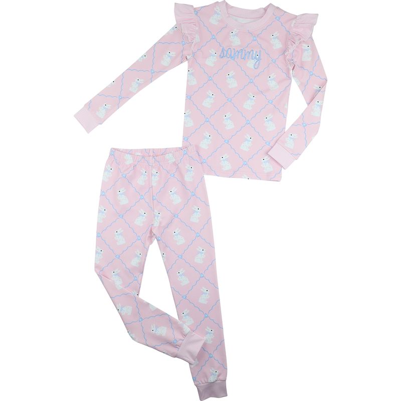 Pink And Blue Bunny Knit Pajamas