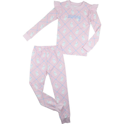 Pink And Blue Bunny Knit Pajamas