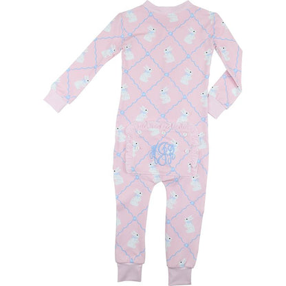 Pink And Blue Bunny Knit Zipper Pajamas