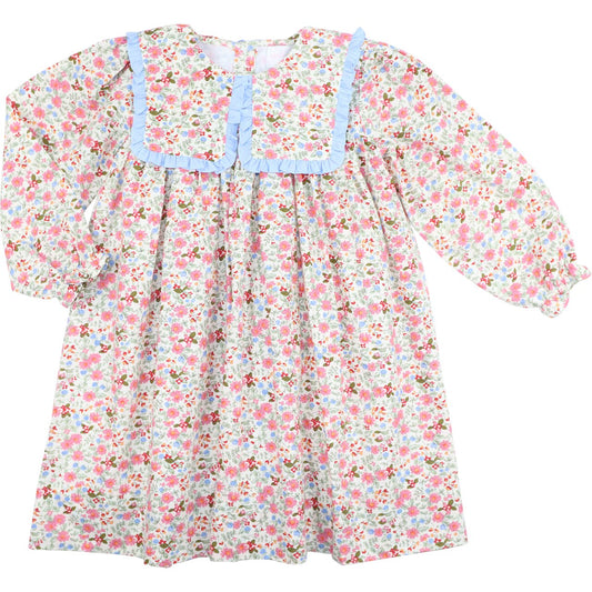 Pink And Blue Fall Floral Dress