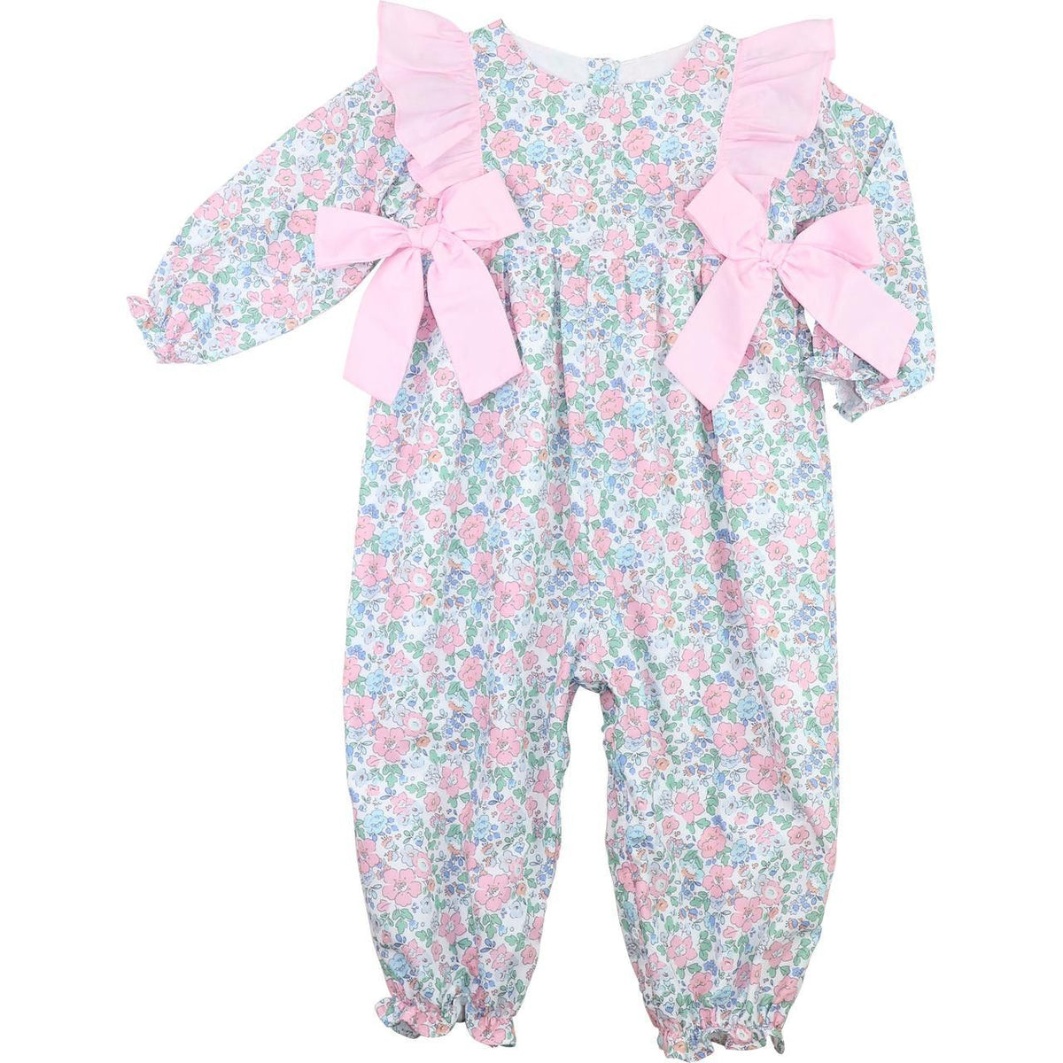 Pink And Blue Floral Bow Long Bubble