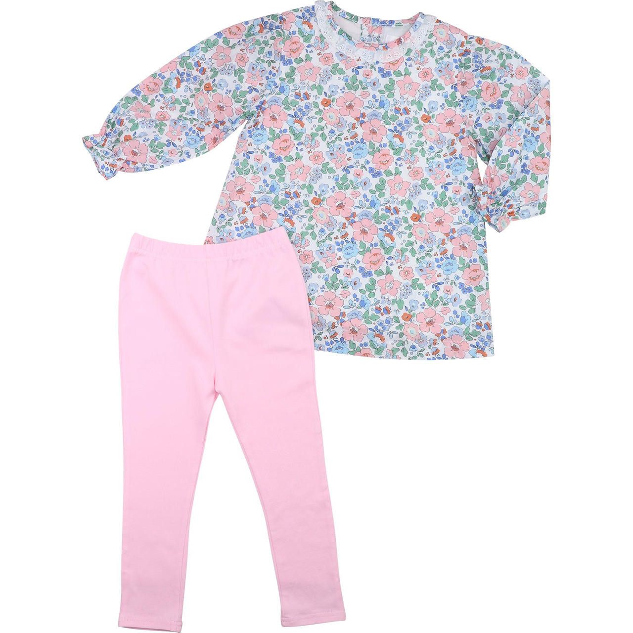 Pink And Blue Floral Knit Legging Set