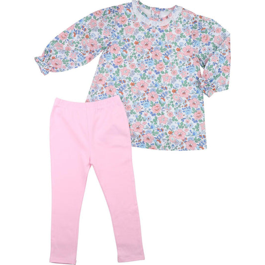 Pink And Blue Floral Knit Legging Set