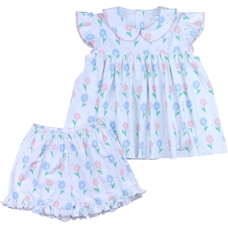 Floral short set and bloomers set on a white background