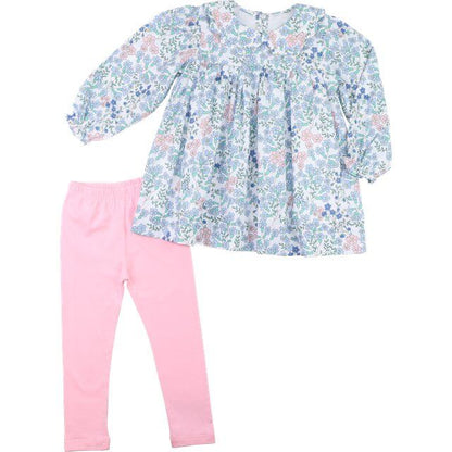 Pink And Blue Floral Legging Set