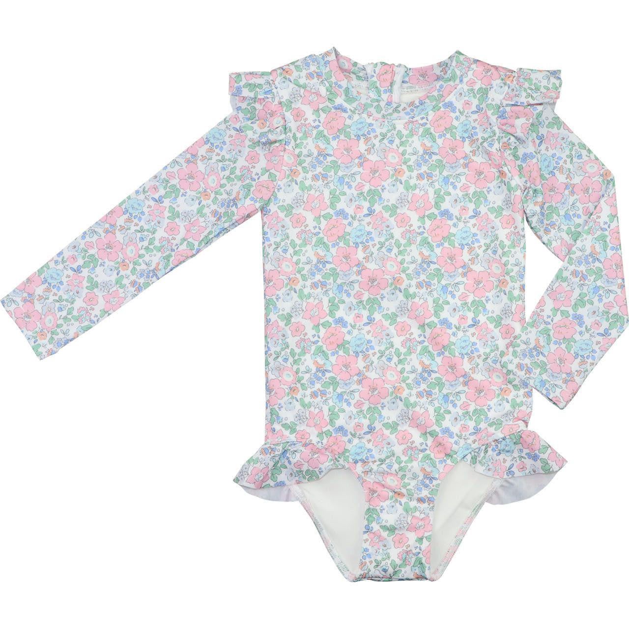 Pink And Blue Floral Swimsuit