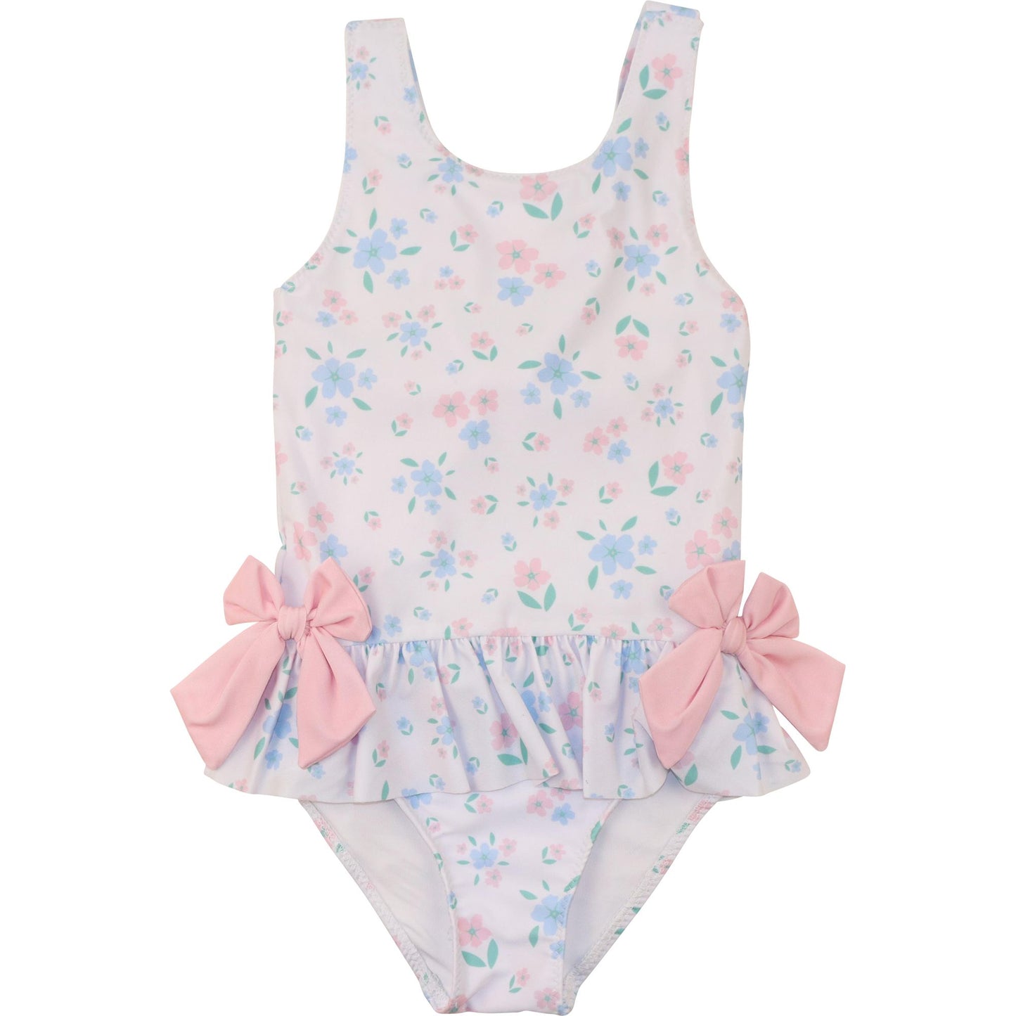 Pink And Blue Flower Print Swimsuit