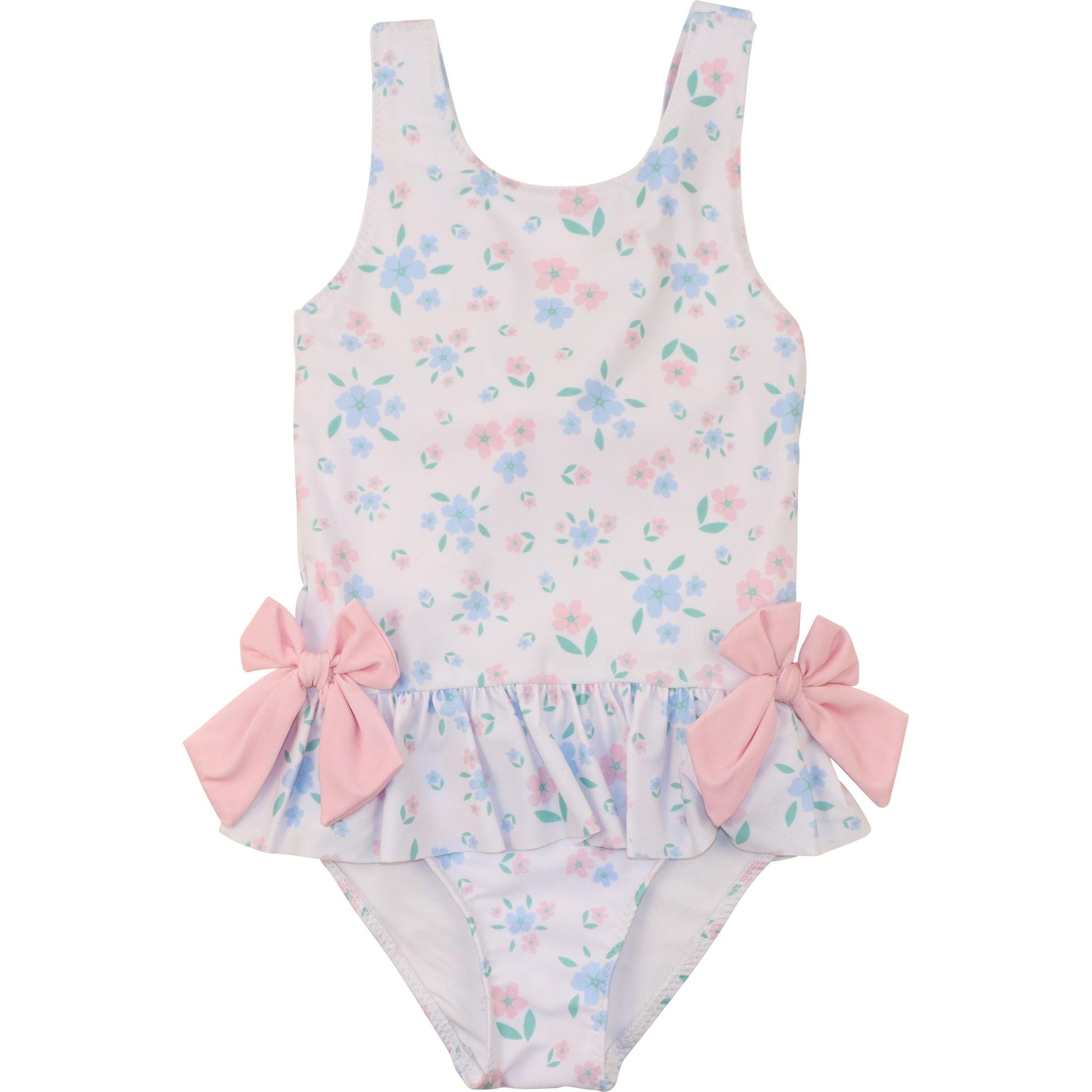 Pink And Blue Flower Print Swimsuit