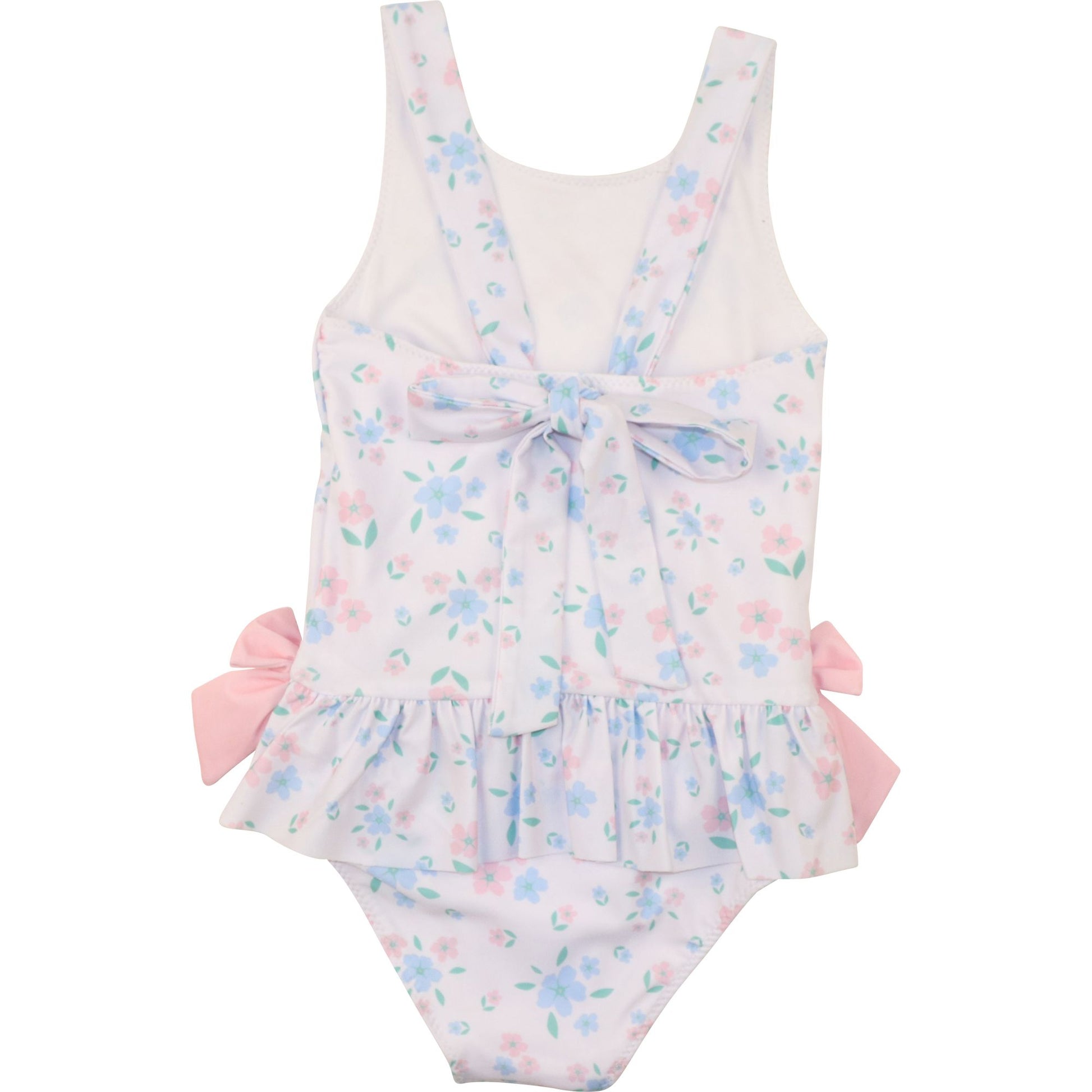 Pink And Blue Flower Print Swimsuit