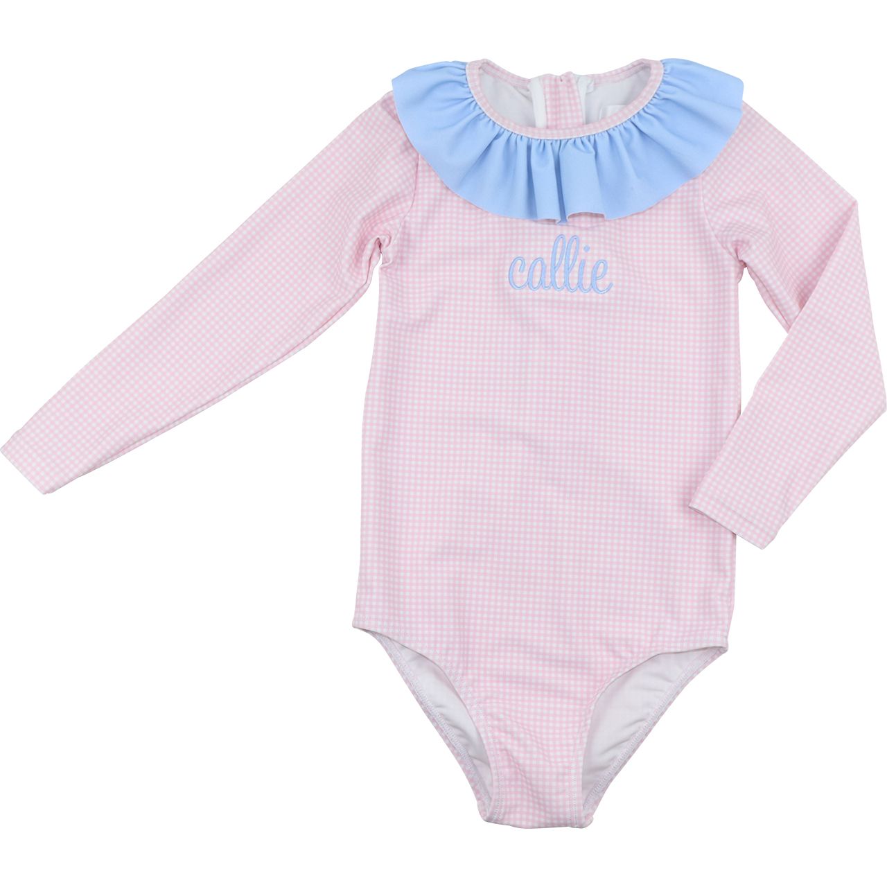 Pink And Blue Gingham Swimsuit