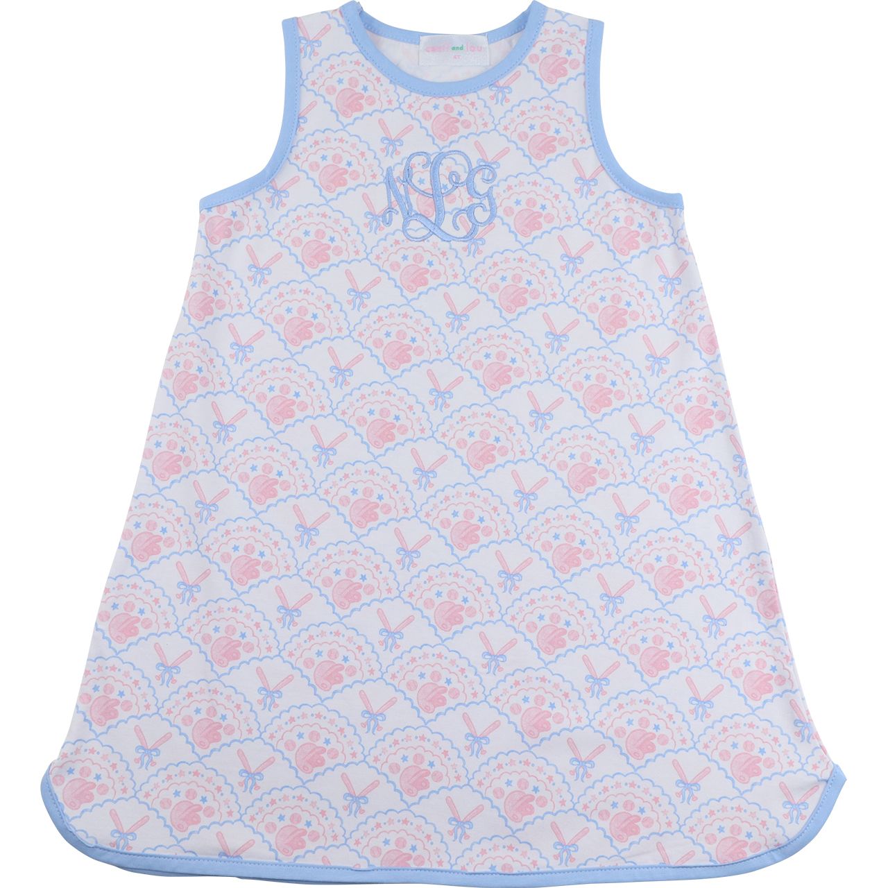 Pink And Blue Knit Baseball Play Dress