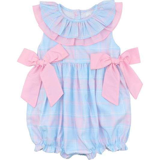 Pink And Blue Plaid Bow Bubble