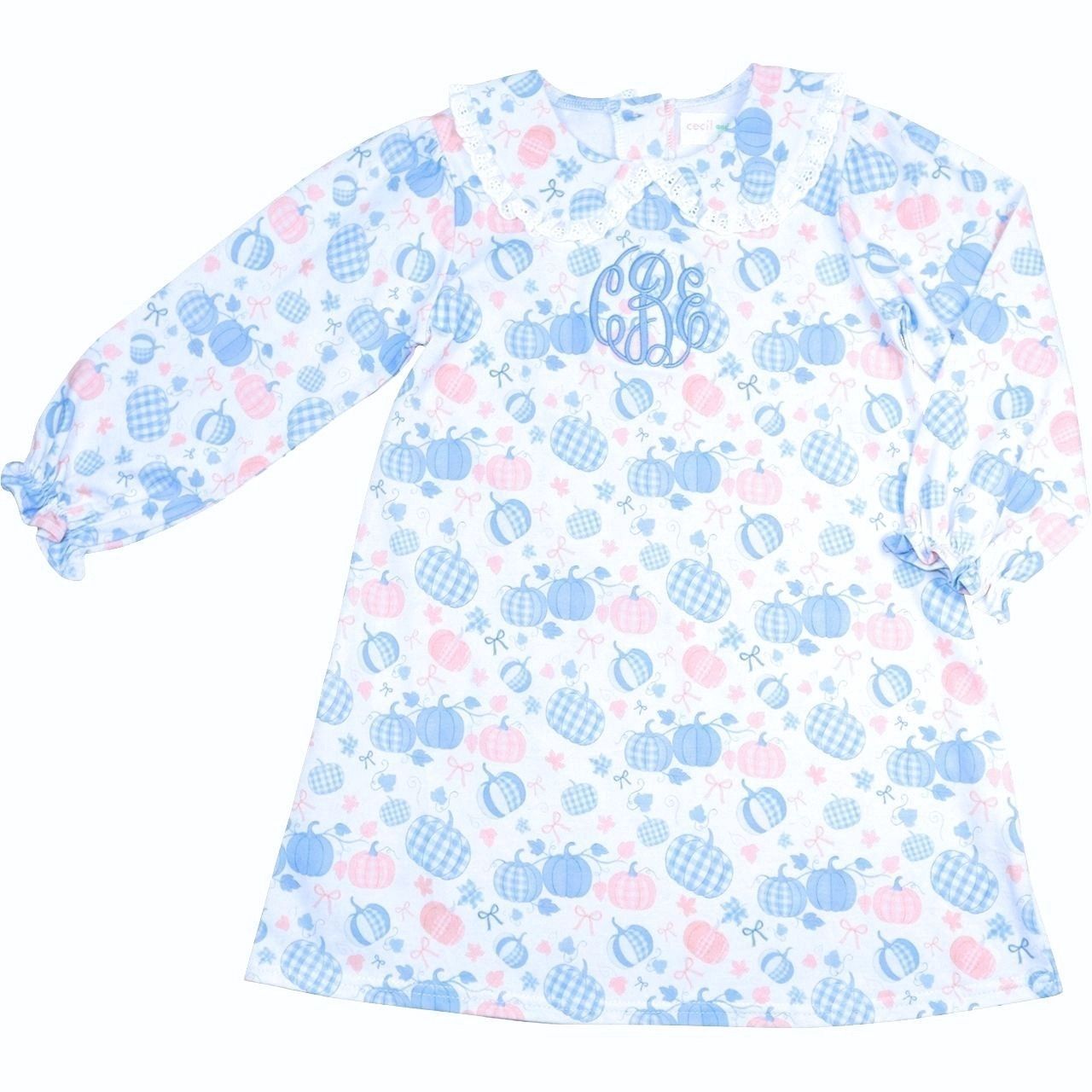Pink And Blue Pumpkin Print Knit Dress