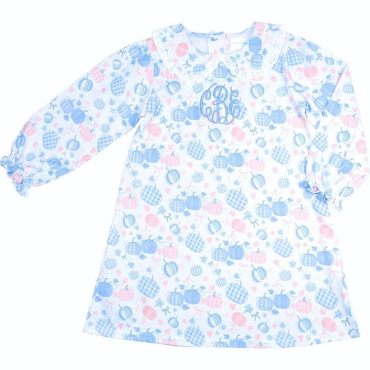 Pink And Blue Pumpkin Print Knit Dress