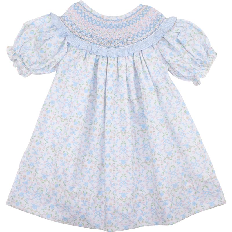 Baby dress with floral pattern on a white background