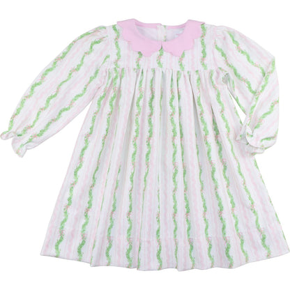 Pink And Green Corduroy Garland And Bow Dress