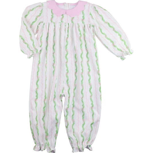 Pink And Green Corduroy Garland And Bow Long Bubble