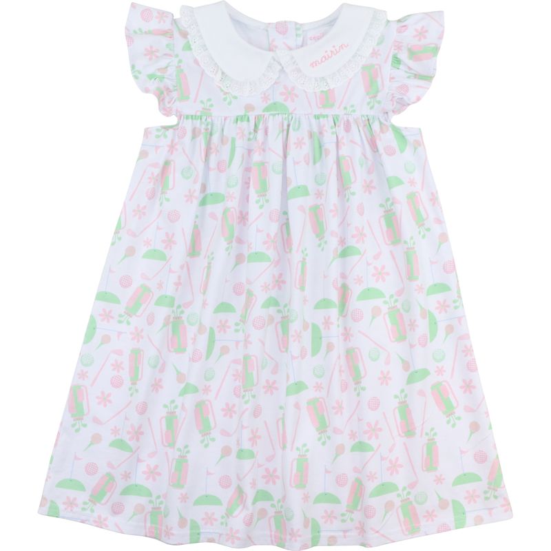 Pink And Green Golf Knit Dress