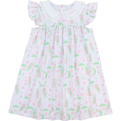 Pink And Green Golf Knit Dress