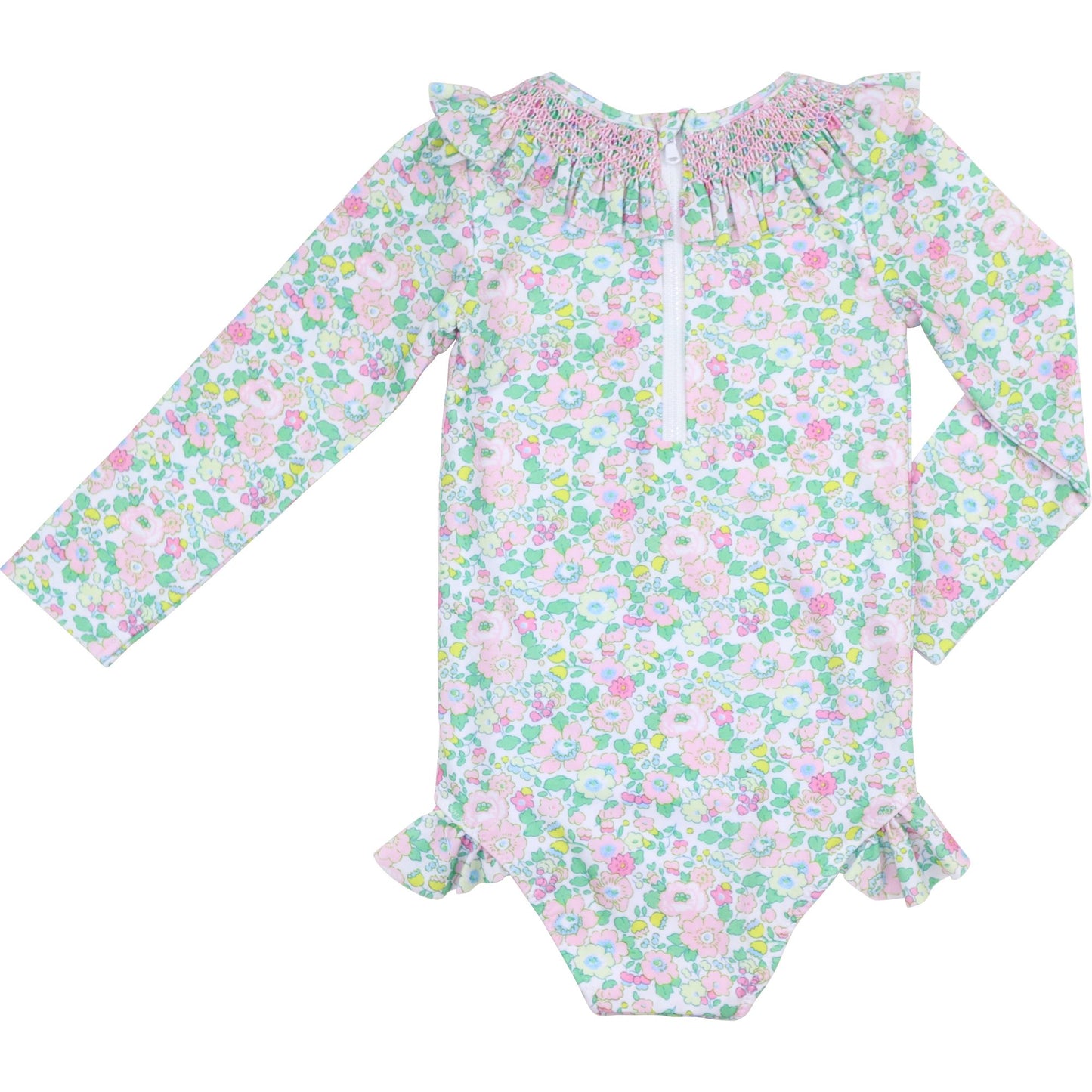 Pink And Green Liberty Smocked Swimsuit
