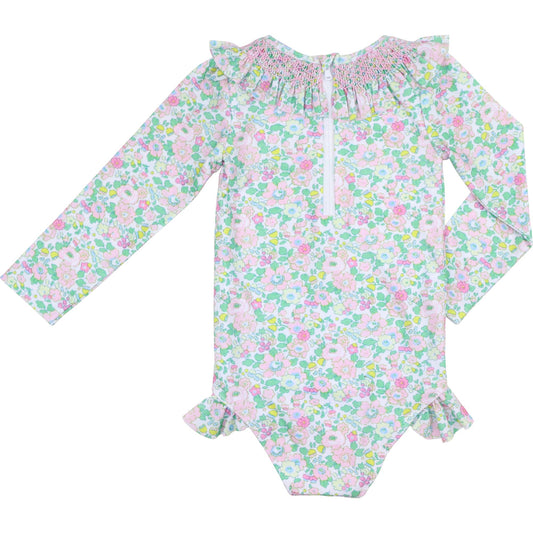 Pink And Green Liberty Smocked Swimsuit