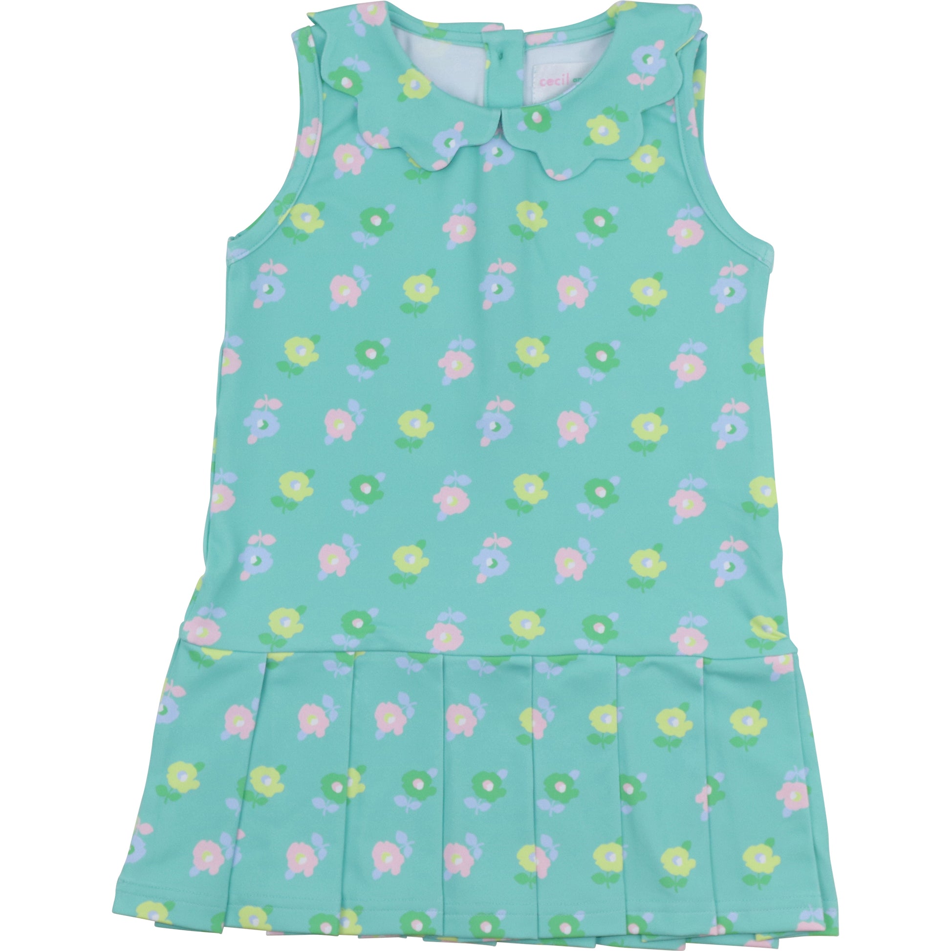 Pink & Green Floral Tennis Dress for Girls | Pleated Lycra Sport Dress