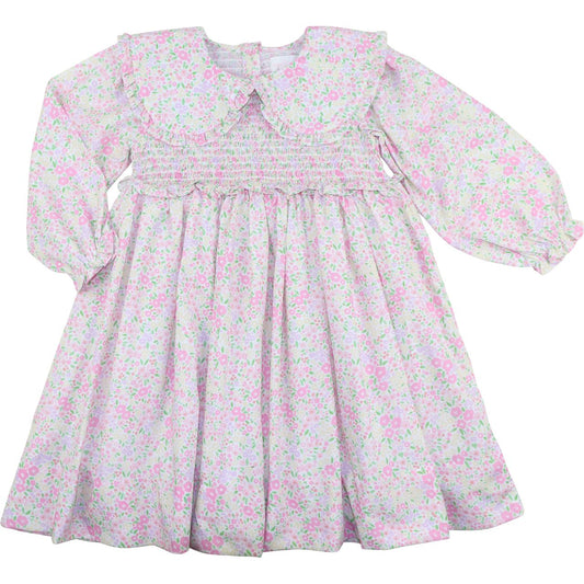 Pink And Lavender Floral Smocked Dress