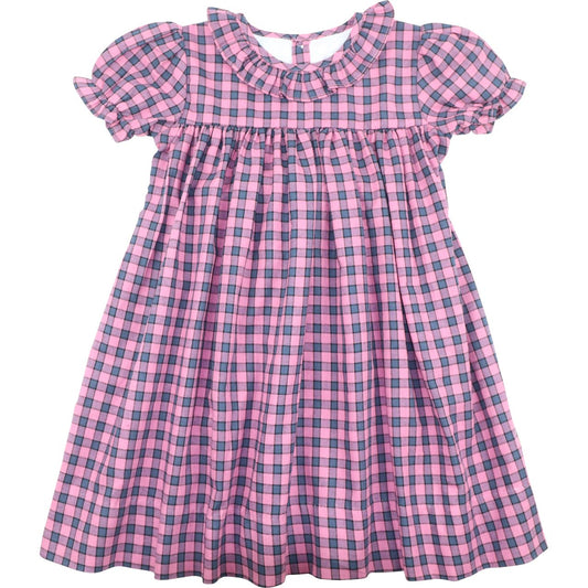 Pink And Navy Check Dress