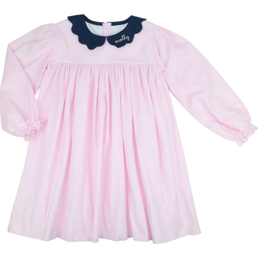 Pink And Navy Corduroy Dress