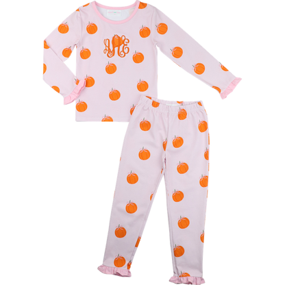Pink And Orange Knit Pumpkin Pajamas
