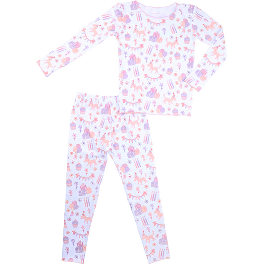 Pink And Purple Birthday Print Knit Pajamas